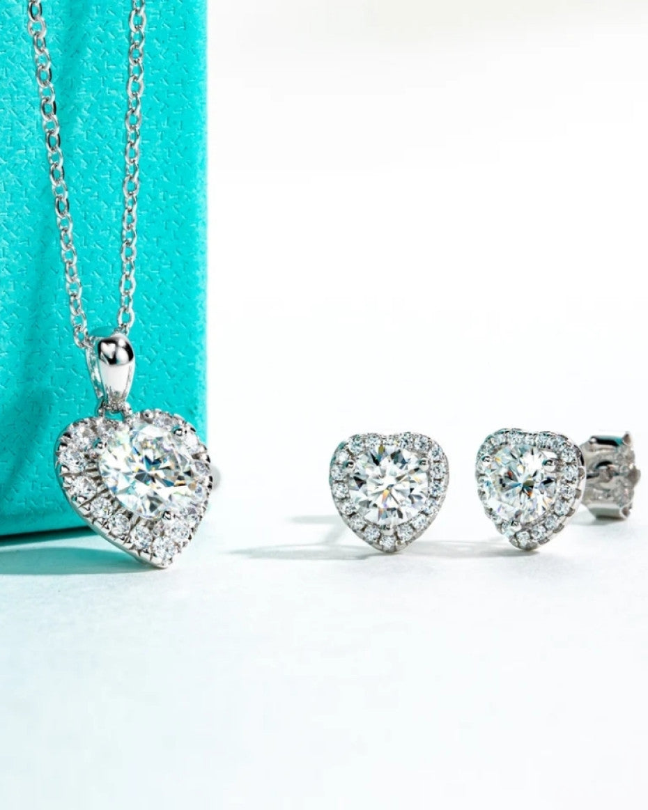 Heartthrob Moissanite Set Earrings And Necklace