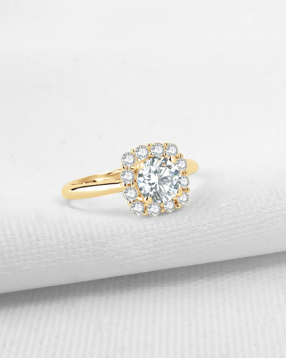 Elena Solid Gold Moissanite Ring