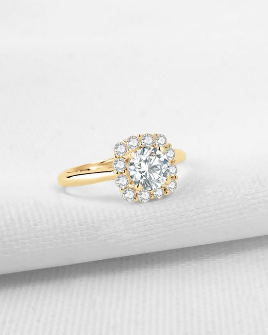 Elena Solid Gold Moissanite Ring
