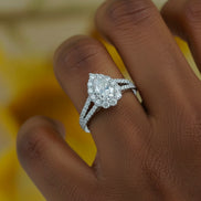 Daisy Double-Halo Pear Moissanite Ring