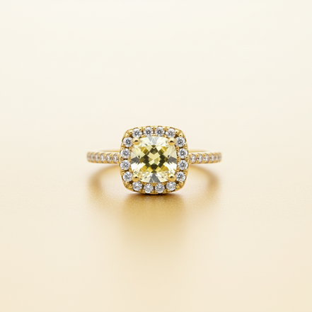 Citrine Moissanite Ring — Ivory & Gold