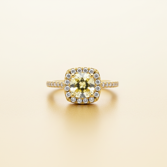 Citrine Moissanite Ring — Ivory & Gold