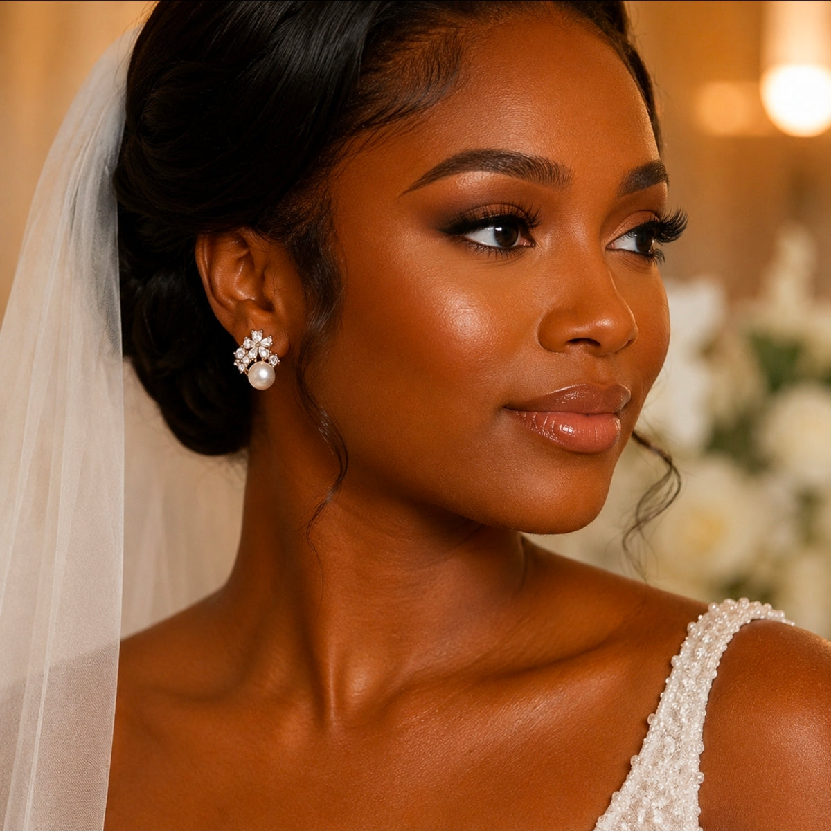 Pearl Blossom Stud Earrings