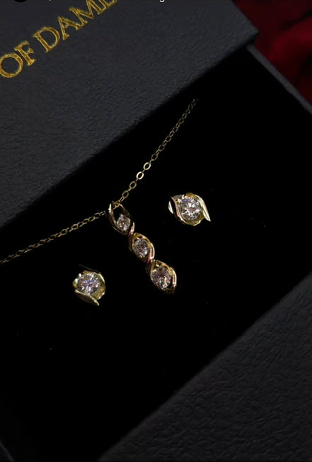 Twisted Elegance Moissanite Pendant & Stud Earrings Set