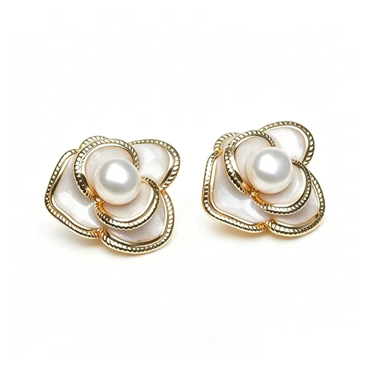 Camellia Pearl Stud Earrings