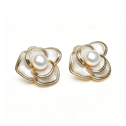 Camellia Pearl Stud Earrings