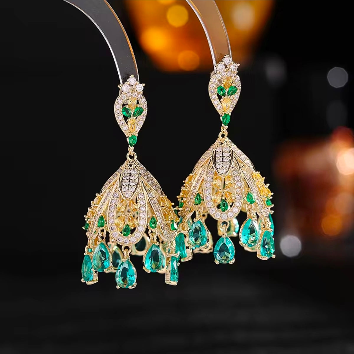 Emerald Chandelier Event Earrings
