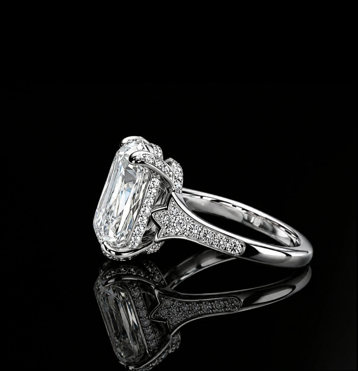 Imperial Cushion 10ct Moissanite Engagement Ring