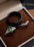 Teal Round Moissanite Bridal Ring Set