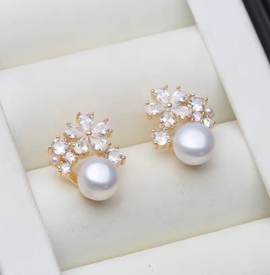 Pearl Blossom Stud Earrings