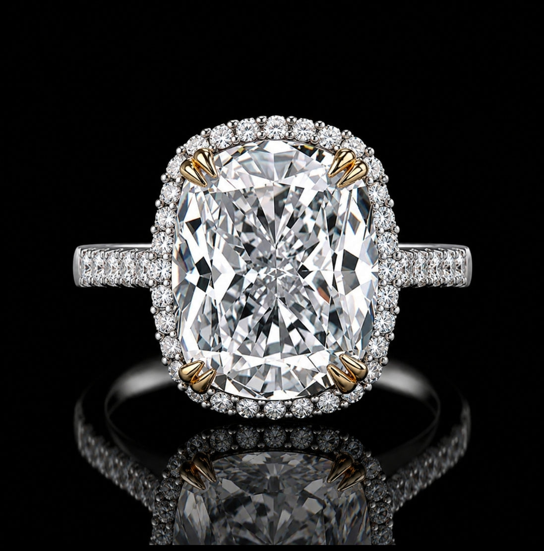 Regal Radiant Halo 10ct Moissanite Engagement Ring