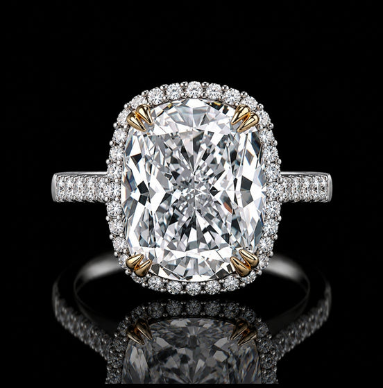 Regal Radiant Halo 10ct Moissanite Engagement Ring