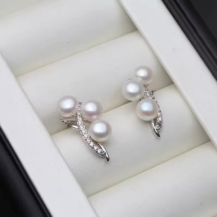Serena Triple Pearl Earrings