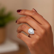 Isadora Pear Halo Moissanite Ring