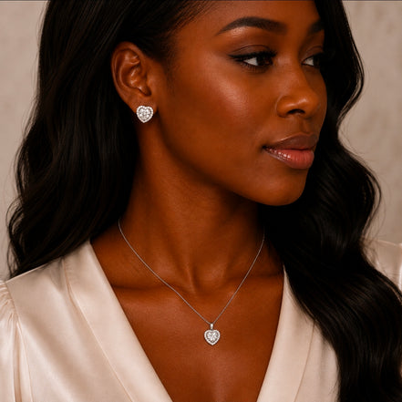 Heartthrob Moissanite Set Earrings And Necklace